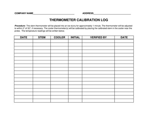 Thermometer Calibration Log Form Fill Out and Sign Printable PDF