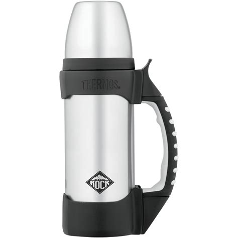 Cool to the touch with hot liquids and sweat-proof with cold liquids. • Thermos vacuum insulation keeps contents hot or cold for up to 24 hours. • Durable stainless steel interior and exterior. • Insulated stainless steel serving cup. • Convenient carrying handle with non-slip grip. • Capacity 1.2 L.. 