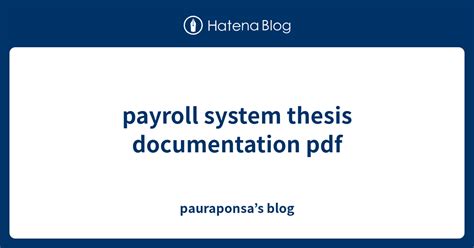 Thesis Documentation For Payroll System Erkuaiore