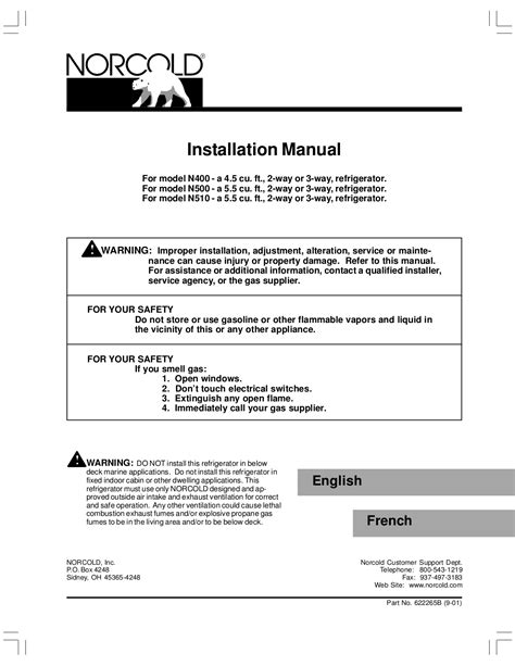 Thetford N400 Series Installation Manual - Manual (Page 2)