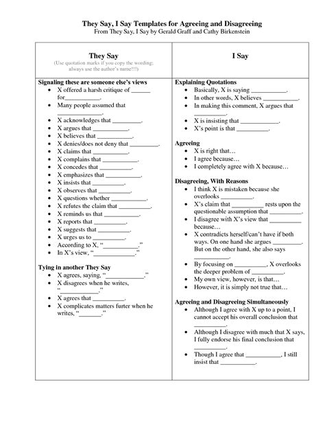 They Say I Say Templates For Disagreeing slidesharedocs