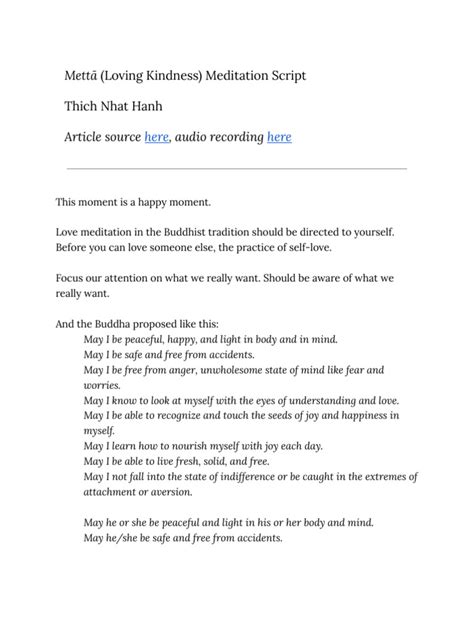 Thich nhat hanh meditation script. .  ...