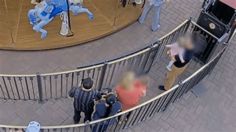 Thieves take wallet from woman as she waits with baby for carousel: video