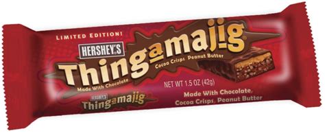 Thingamajig candy bar. Jan 8, 2024 · Thingamajig Candy Bar. Hershey's unleashed both the Whatchamacallit and the Thingamajig bars to the candy-starved populace, because why introduce one long and complicated name when you can release two? It's a no-brainer guys. 