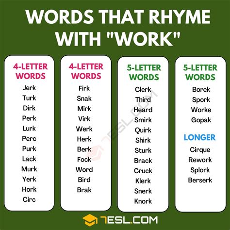 Things That Rhyme With Work