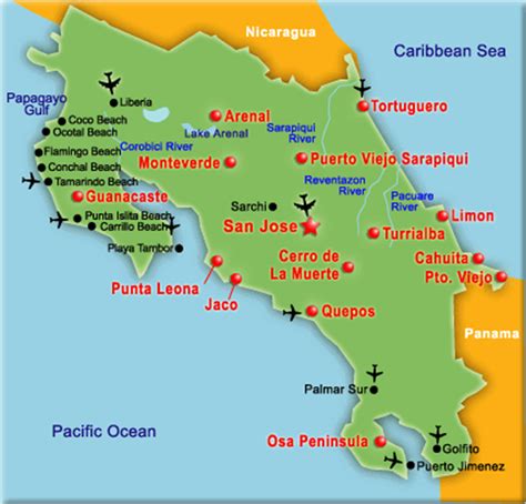 Things To Do In Costa Rica Map