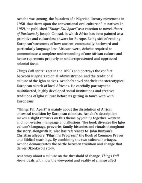 Things fall apart summary notes THINGS FALL APART NOTES MAJOR