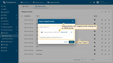 Thingsboard widgets library.  Drag and drop the file &ldquo;collibelle...