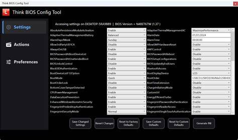 Think bios config tool manual.  On your test ThinkPad or ThinkCentre, use the ...
