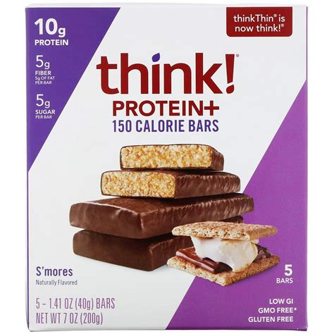 Think thin. Enjoy a healthy and delicious snack any time you want with Think Thin Protein and Fiber Hot Oatmeal (comes a pack of 6). A single serving contains 29g of whole grains. Think Thin protein oatmeal (1.76 oz) features whole rolled oats, red quinoa, Madagascar vanilla, almonds, pecans and steel cut oats. 