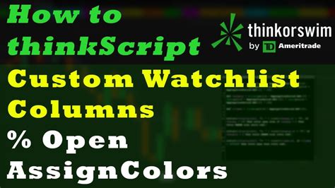 Thinkscript custom column. Jan 15, 2022 · Can each watch list have different co...