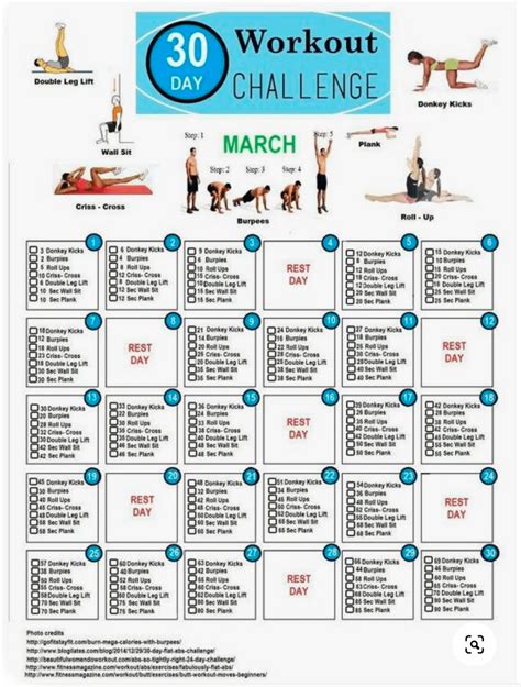 Thirty days fitness challenge. 