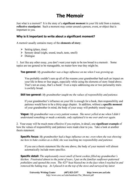 This is a memoir form