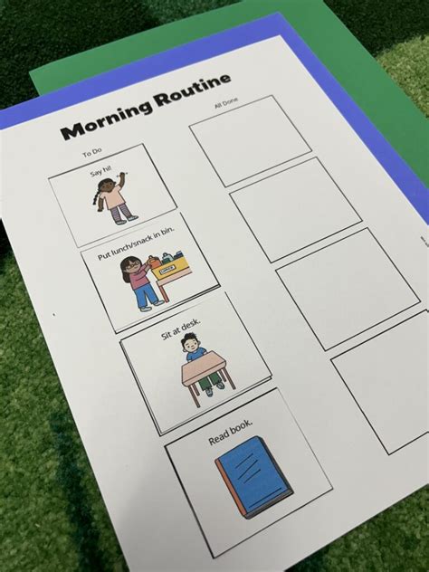 This is an example of a visual morning schedule. Visual schedule