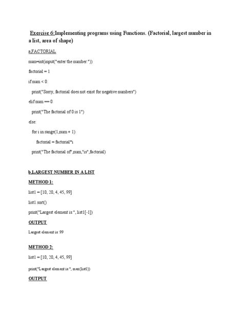 This is an exercise in implementing functions to