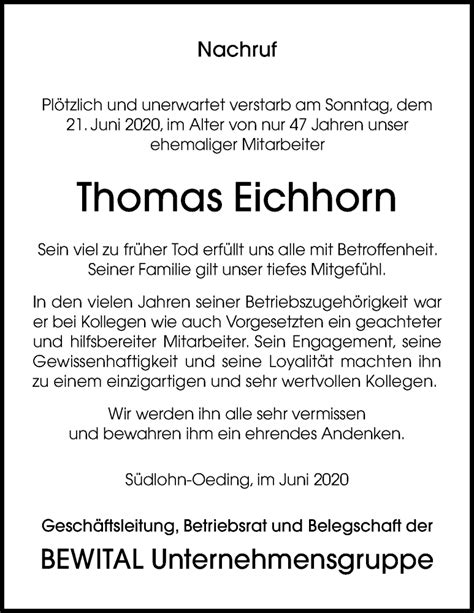 Thomas Eichhorn Obituary