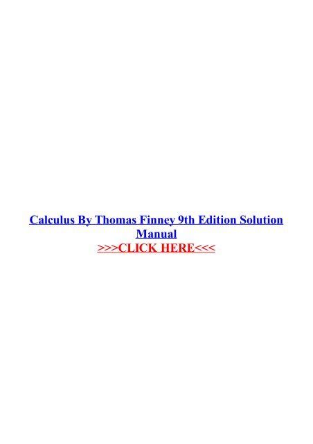 Thomas Finney Calculus 9th Edition Solution Manual Pdf