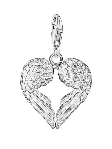 Thomas Sabo Sterling Silver Charm Club Angel Wings Heart …