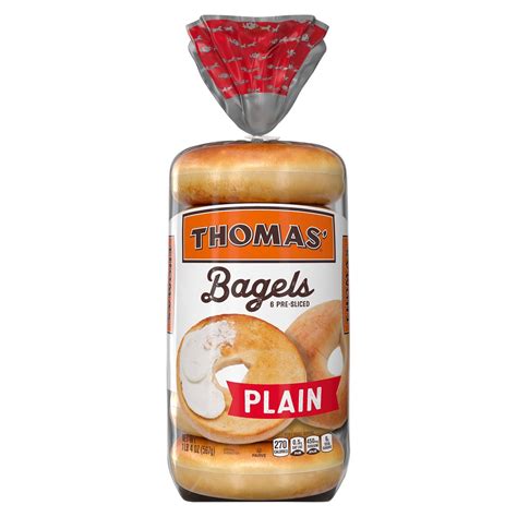 Thomas bagel bread. Contains 8 Thomas' Everything Bagel Thins per package Bagels are pre-sliced for an easy breakfast, snack or an alternative to typical sandwich bread Only 110 calories each! Excellent Source of Fiber A low fat, cholesterol free food 0g Trans Fat. Fans of the everything bagel will love this light-textured, delicious twist with 110 calories. 