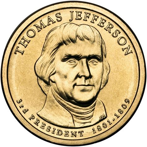 Thomas jefferson 1 dollar coin worth. Thomas Jefferson was featured on a circulating United States dollar coin that was minted in 2007 as part of the Presidential $1 Coin Program. The coin has Jefferson’s portrait on the obverse (front) and the Statue of Liberty on the reverse (back). It was the third coin released in the series, following George Washington and John Adams. 