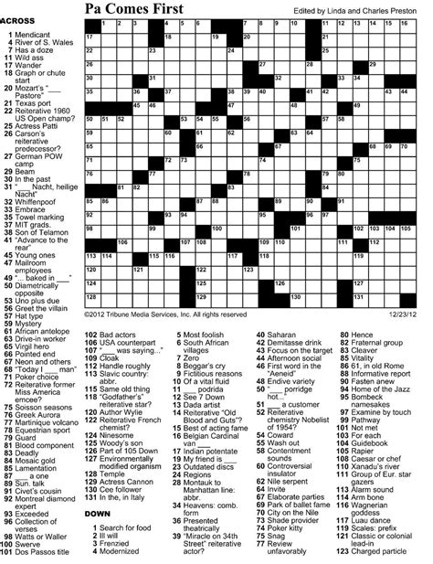 Thomas joseph crossword puzzle washington post. All answers below for Tops crossword clue NYT will help you solve the puzzle quickly. We’ve solved a crossword clue titled “Tops” from The New York Times Crossword for you! The New York Times is popular online crossword that everyone should give a try at least once! By playing it, you can enrich your mind with words and … 