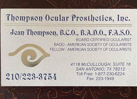 Thompson Ocular Prosthetics Inc. Jean Thompson BCO