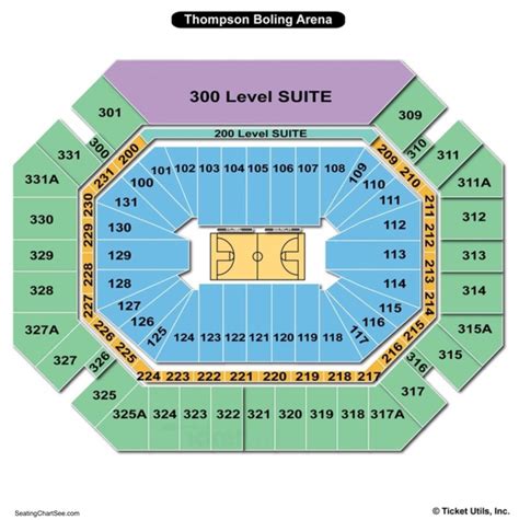 Thompson-Boling Arena Find Your Seats. Select a section to see seat ratings, seat views, ticket prices and more!. 