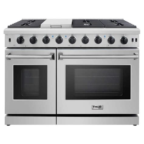 Thor Kitchen 48 in. 6.8 cu. ft. Double Oven Propane Gas Range in ...