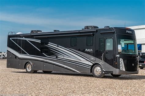 With any Aria Class A diesel motorhome by Thor Motor Coach, experience RV living with all the luxurious amenities you are accustom to, command the roadways with improved handling from the l-beam front axle with a 55-degree wheel cut, and enjoy a smooth ride thanks to the Air-Ride suspension and Sachs shock absorbers. The driver will also .... 