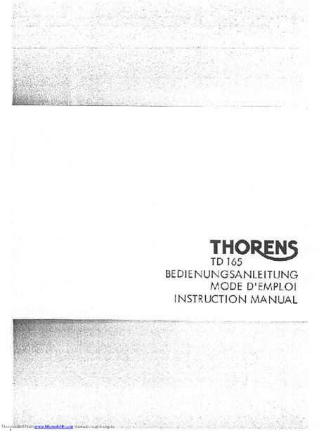 Thorens td 165 manual.  Thorens TD-165 Supplement-Addendum-Partial or Corr...
