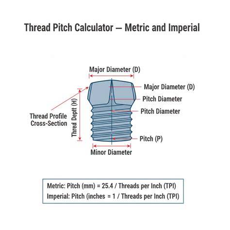 Thread pitch calculator.  Calculate thread dimensions, pitch diameter, thr...