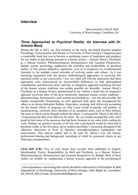 Three Approaches to Psychical Reality: An Interview with Dr. Antoine Mooij: