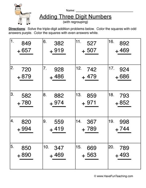 Three Digit Addition And Subtraction With Regrouping Worksheets WorksheetsCity