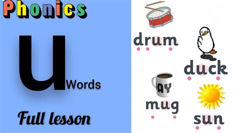 Three Letter Words U Sound Words Vowel U Sound words