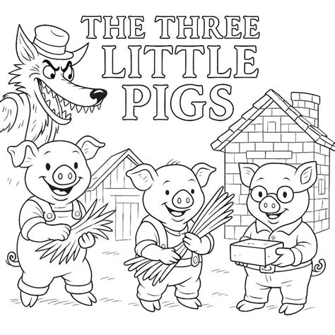 Three Little Pigs Coloring Shee