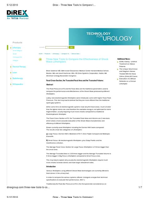 Three New Tools to Compare the Effectiveness of Shock Wave