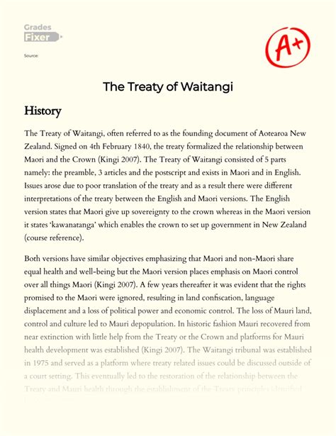 Three Principles of the Treaty of Waitangi Essay ESSAY RIDGE