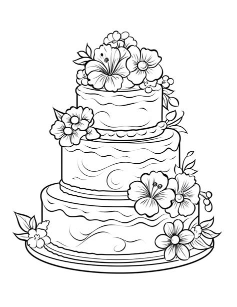 Three Tier Cake Pages Coloring Pages