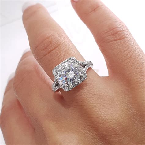 Three carat diamond. 3.20 Ct Three-Stone Round Moissanite Ring, 3-Stone Engagement Ring, Solid 14k/18k White Gold, Brilliant Cut Simulated Diamond Ring, Silver (773) Sale Price $57.98 $ 57.98 
