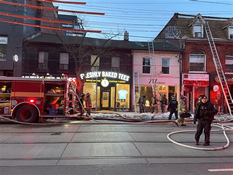 Three-alarm fire in Queen Street West and Ryerson Avenue area