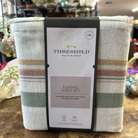 Threshold Fall Plaid TWIN Flannel Sheet Set Green Gold …