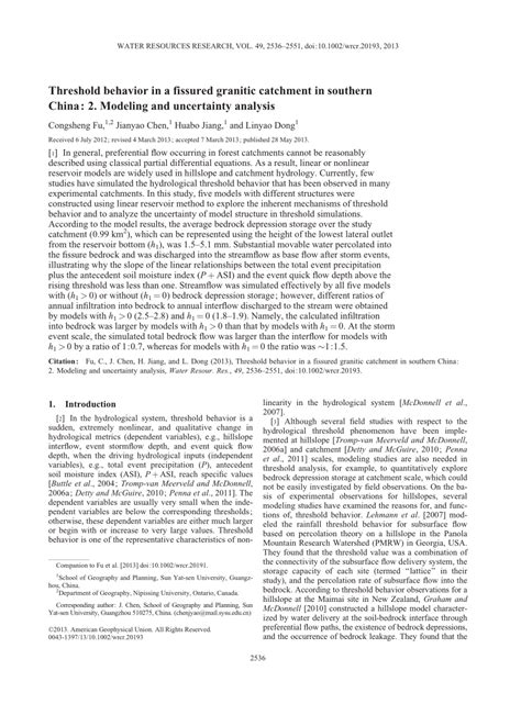 Threshold behavior in a fissured granitic catchment in southern China …