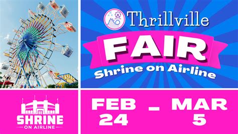 Thrillville metairie. Thrillville is hosting its third annual nationally traveling fair event at the Shrine on Airline in Metairie from February 24 - March 5, 2023. This fair will feature world-class entertainment,... 