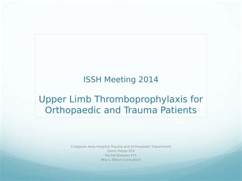 Thromboprophylaxis for Orthopaedic Patients …