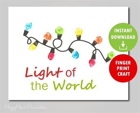 Thumbprint Christmas Lights Printable Template Thumbprint Etsy