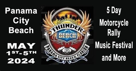 Thunder beach motorcycle rally 2024. Major Motorcycle Events. Thunder Beach Motorcycle Rally Spring 2024. May 01- May 05, 2024. Panama City Beach, FL. BikeStock Oklahoma 2024 - Route 66 Biker Rally. May 02- May 05, 2024. Depew, OK. Steel Horse Rally 2024. May 03- May 04, 2024. 