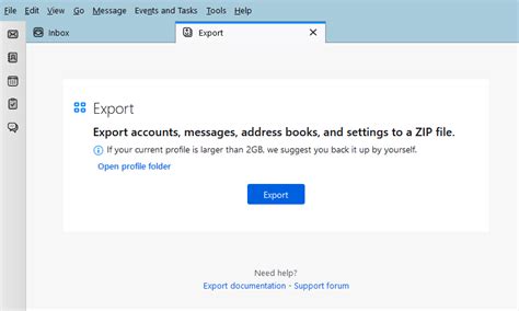 Thunderbird email support.  Export your Thunderbird Profile Thunderbird's export tool l...