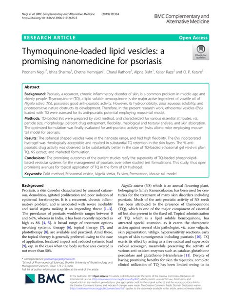 Thymoquinone-loaded lipid vesicles: a promising nanomedicine …