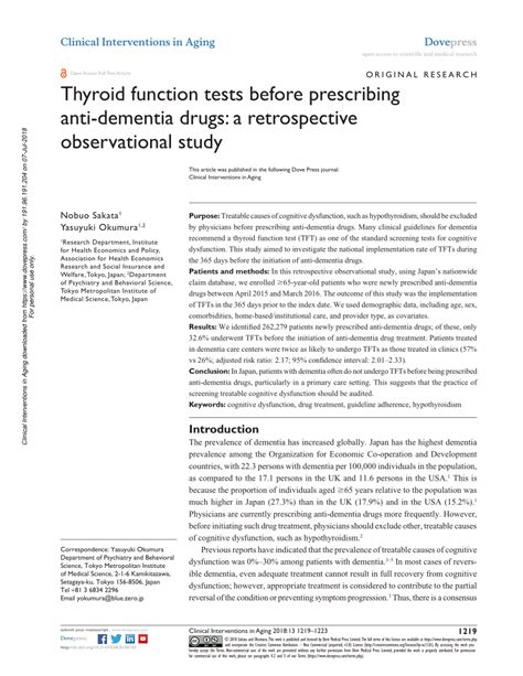 Thyroid function tests before prescribing anti-dementia drugs: a ...