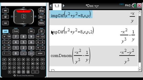 Ti nspire implicit differentiation. Ti NSpire CX CAS: Implicit Differentiation - Step by Step. Using Calculus Made Easy on the TiNSpire CX CAS at https://www.tinspireapps.com/?a=CME. choose IMPLICIT DIFFERENTIATION in the menu , then enter the equation of a. given curve as shown below: 